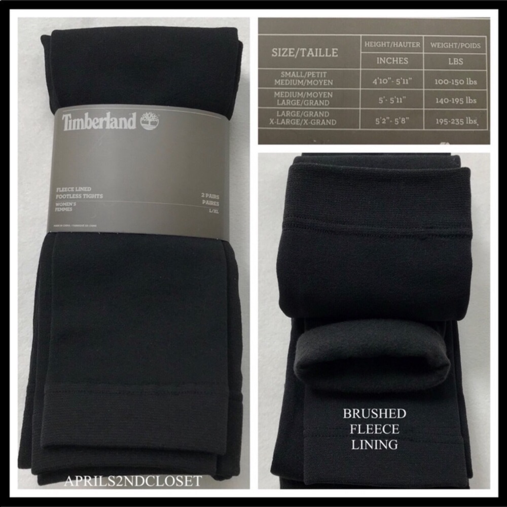 BLACK FLEECE LINED LEGGINGS 2 PAIRS A2C - Picture 15 of 16